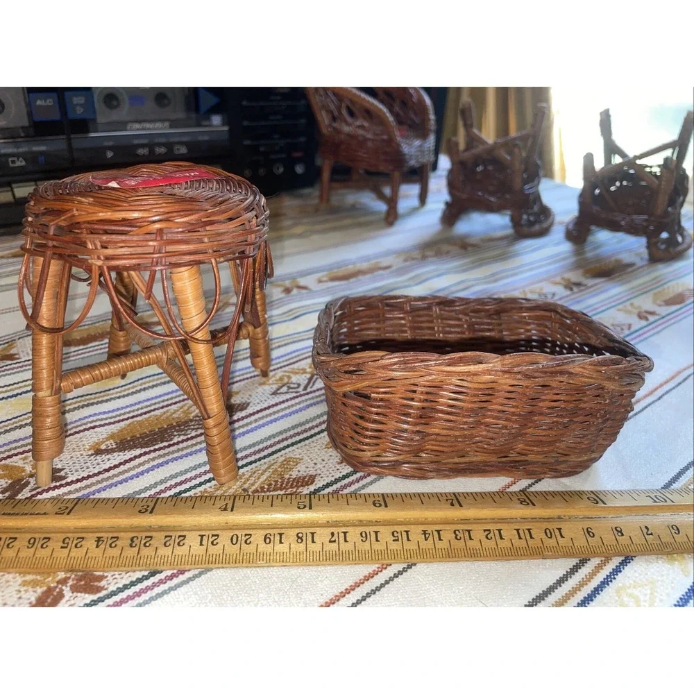 5 Piece Rattan Wicker‎ Doll Furniture Set